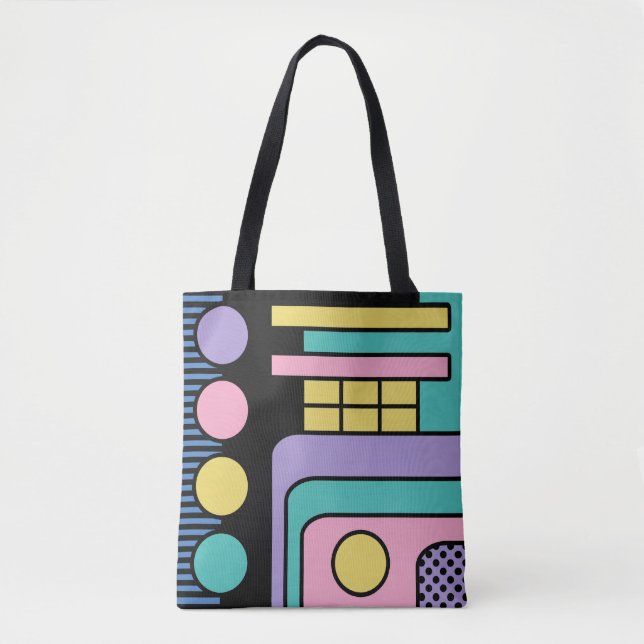 Tote Bag Rationalisation Moderne Style rétro Design géométr (Devant)