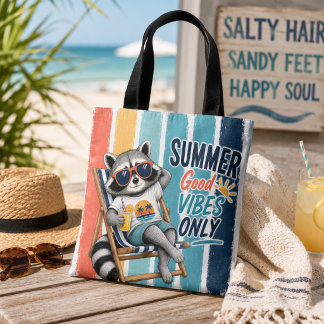 Tote Bag Raton laveur bonnes vibes d'été seulement