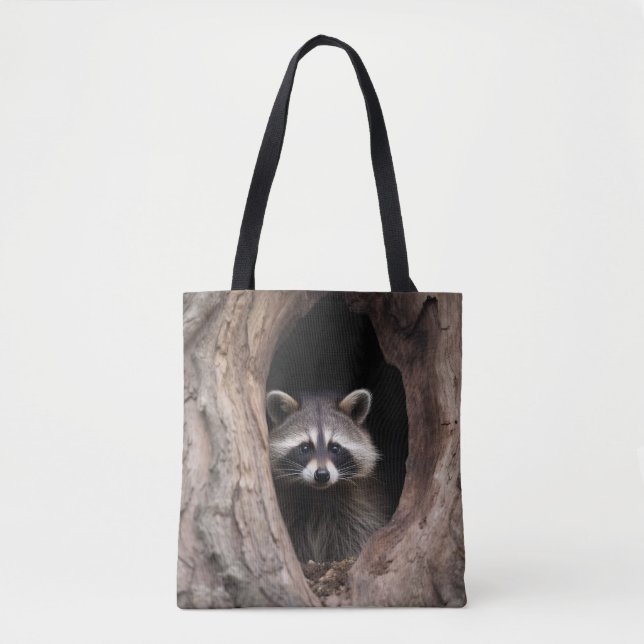 Tote Bag Raton laveur dans la grotte de l'arbre  (Devant)