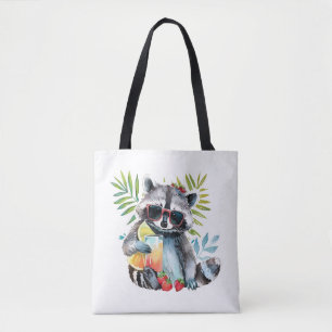 Tote Bag Raton laveur d'été en lunettes de soleil