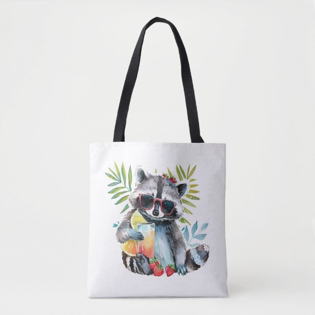 Tote Bag Raton laveur d'été en lunettes de soleil (Devant)