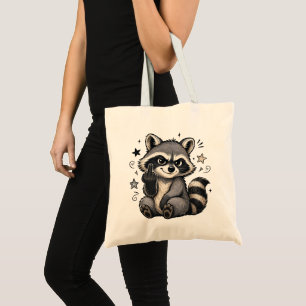 Tote Bag Raton laveur mignon et impertinent montrant de l'a