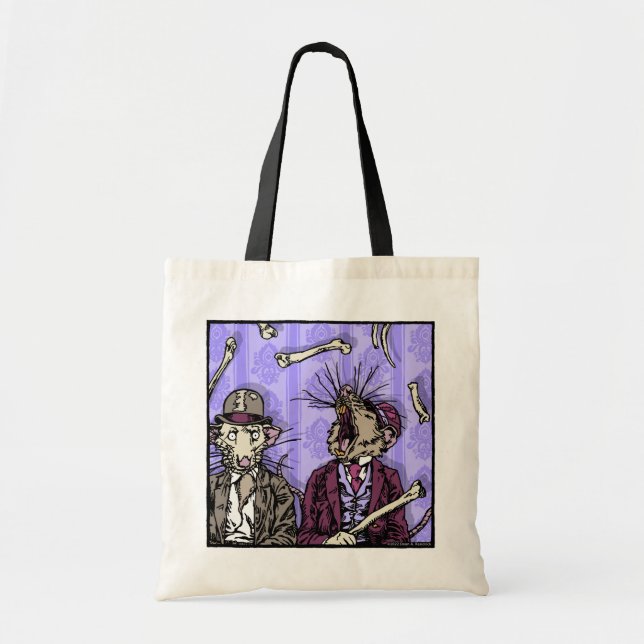 Tote Bag Rats and Bones - Pop Goth Nightmare Surreal Art (Devant)
