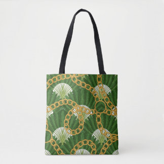 Tote Bag Ravenala madagascariensis et chaînes d'or. Vintage