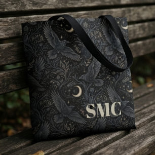 Tote Bag Ravenne de monogramme gothique onyx lunatique