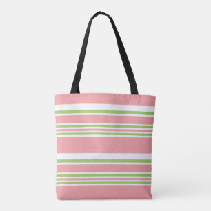 Tote Bag Rayé rose et vert de très bon goût