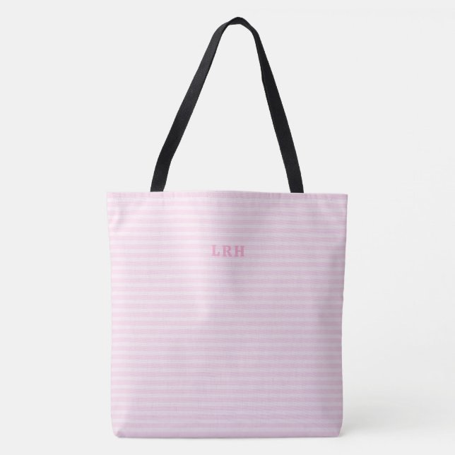 Tote Bag Rayoires Monogramme Classique à Rayures Rose Tendr (Devant)