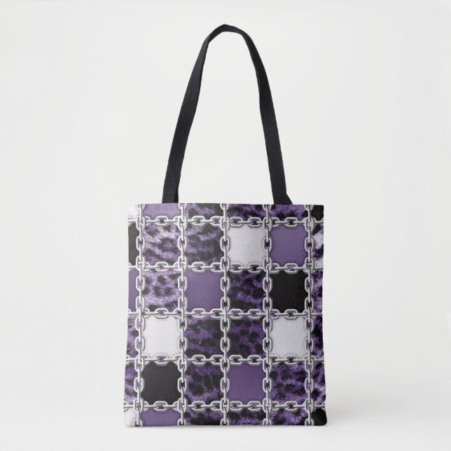 Tote Bag Rayon ultraviolet transparent léopard et chaîne ar (Devant)