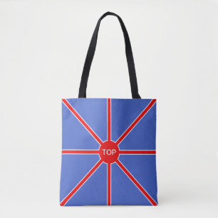 Tote Bag Rayons de soleil rouge se levant sur fond bleu