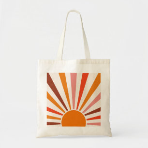 Tote Bag Rayons Soleil Rétro Coucher Soleil Orange Jaune Ro