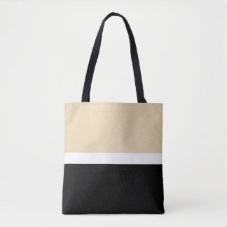 Tote Bag Rayure Abstraite Beige Noir