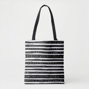 Tote Bag Rayure au pinceau sec dessinée à la main en noir e