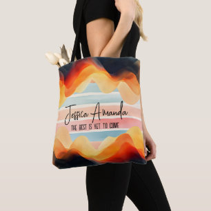 Tote Bag Rayure colorée aquarelle lumineuse personnalisée