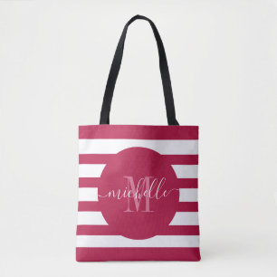 Tote Bag Rayure moderne élégante de manuscrit rouge de