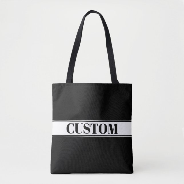 Tote Bag Rayure personnalisée noir et blanc (Devant)