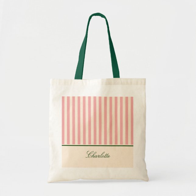 Tote Bag Rayure rose pastel chic et BCBG  (Devant)