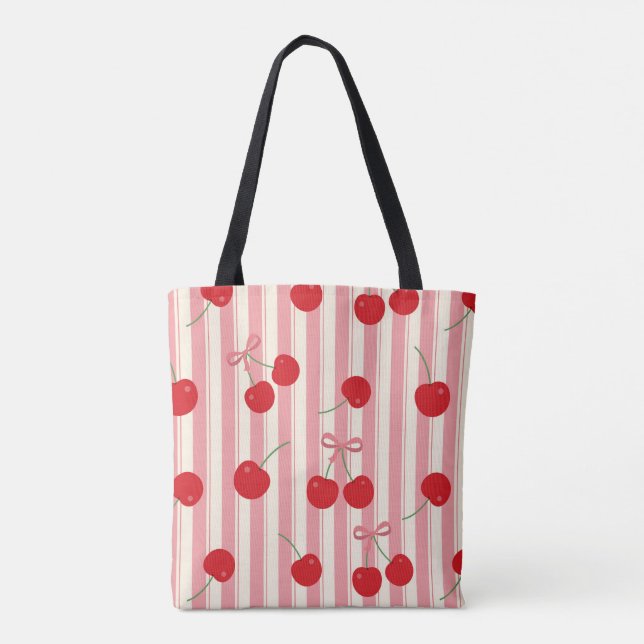 Tote Bag Rayure Ruban Cerise (Dos)
