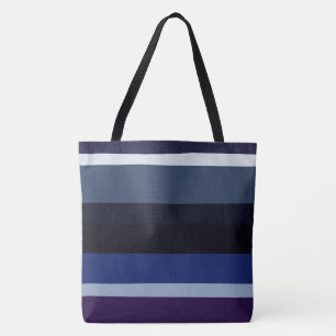 Tote Bag Rayures Abstraites Bleues et Violettes