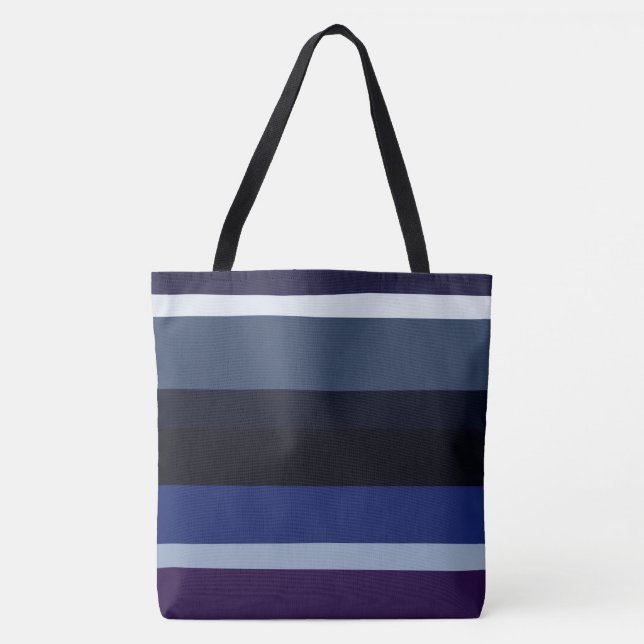 Tote Bag Rayures Abstraites Bleues et Violettes (Devant)
