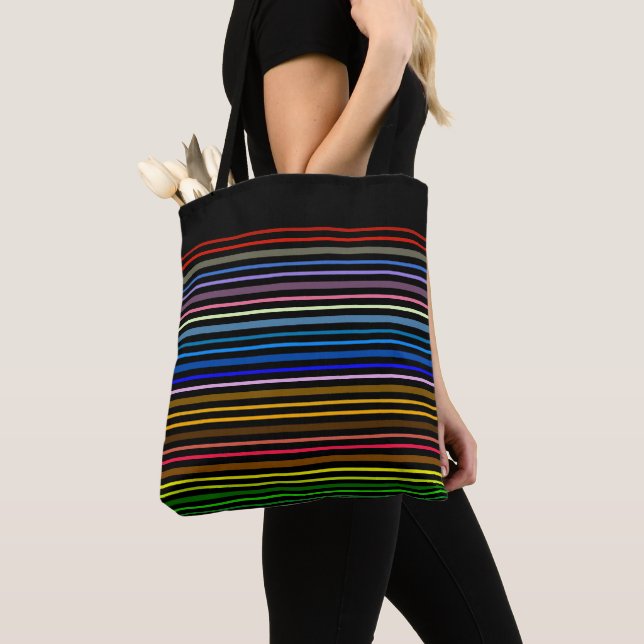 Tote Bag Rayures arc-en-ciel (De près)