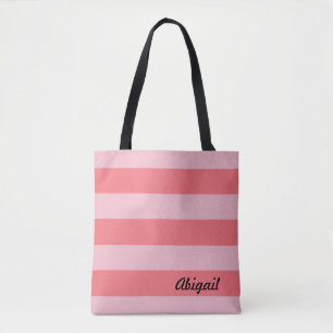 Tote Bag Rayures aux teintes de rose