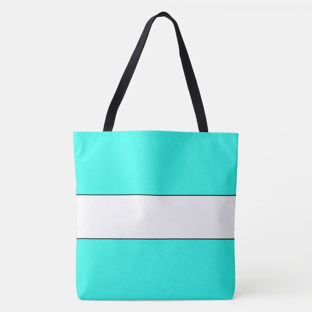 Tote Bag Rayures blanches aqua larges et sophistiquées (Devant)