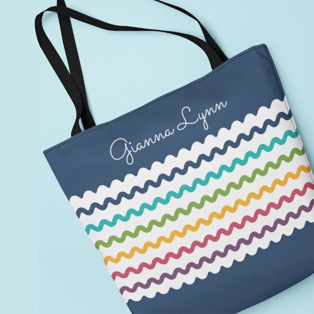 Tote Bag Rayures Colorées Monogramme (Créateur téléchargé)