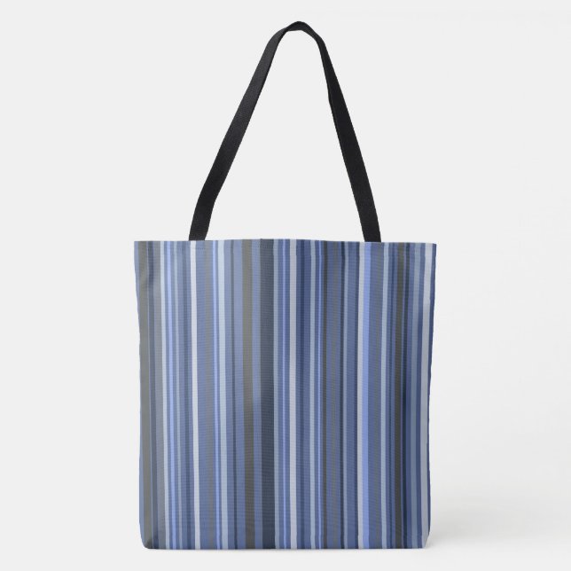 Tote Bag Rayures côtières bleues (Devant)