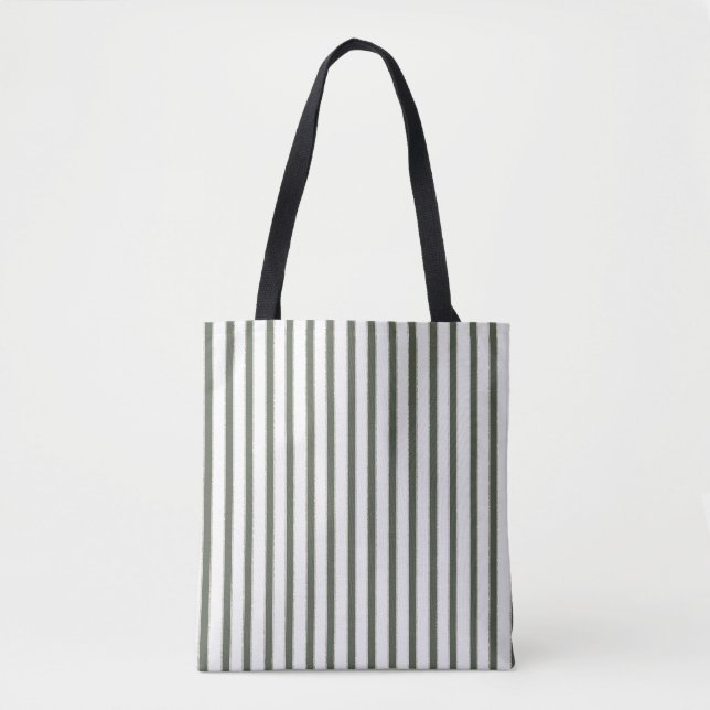 Tote Bag Rayures crème vert olive  (Devant)