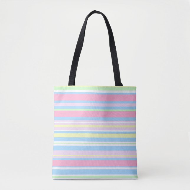 Tote Bag Rayures de couleurs pastel (Devant)