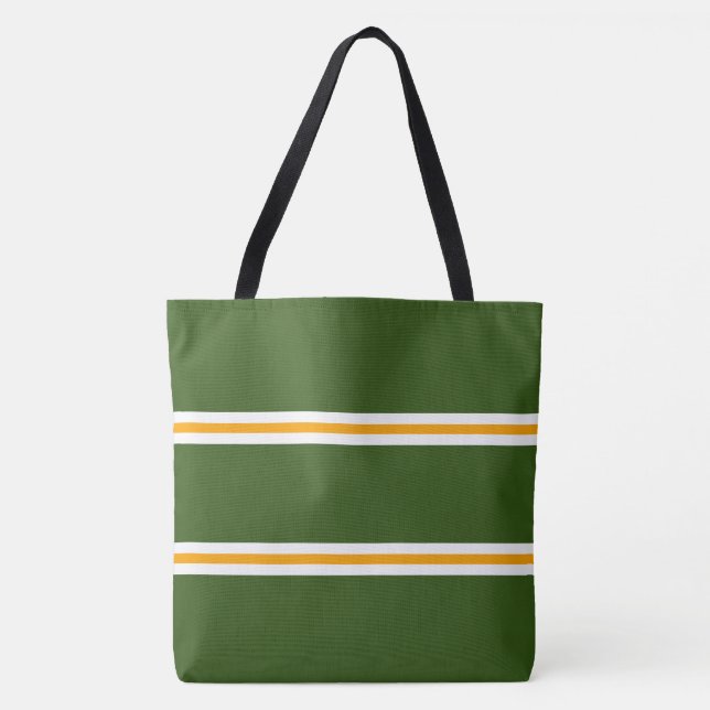 Tote Bag Rayures de course vert été rétro orange blanc (Devant)