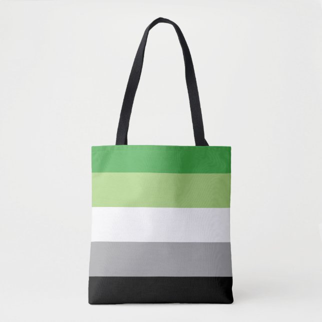 Tote Bag Rayures de fierté Aromantique (Devant)