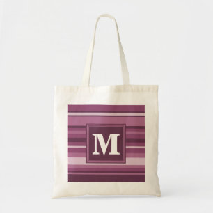 Tote Bag Rayures de mauve de monogramme