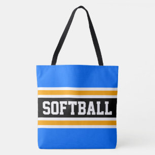 Tote Bag Rayures de SOFTBALL bleu athlétique vif noir orang