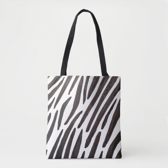 Tote Bag Rayures de zèbre noir et blanc (Devant)