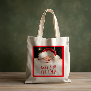 Tote Bag Rayures diagonales à carreaux rouges de Noël