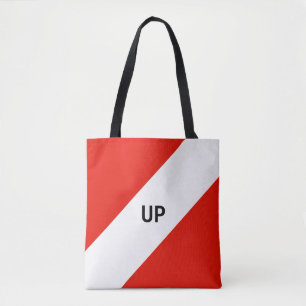 Tote Bag Rayures diagonales rouges et blanches