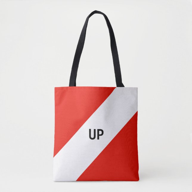 Tote Bag Rayures diagonales rouges et blanches (Devant)
