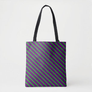 Tote Bag Rayures diagonales vertes