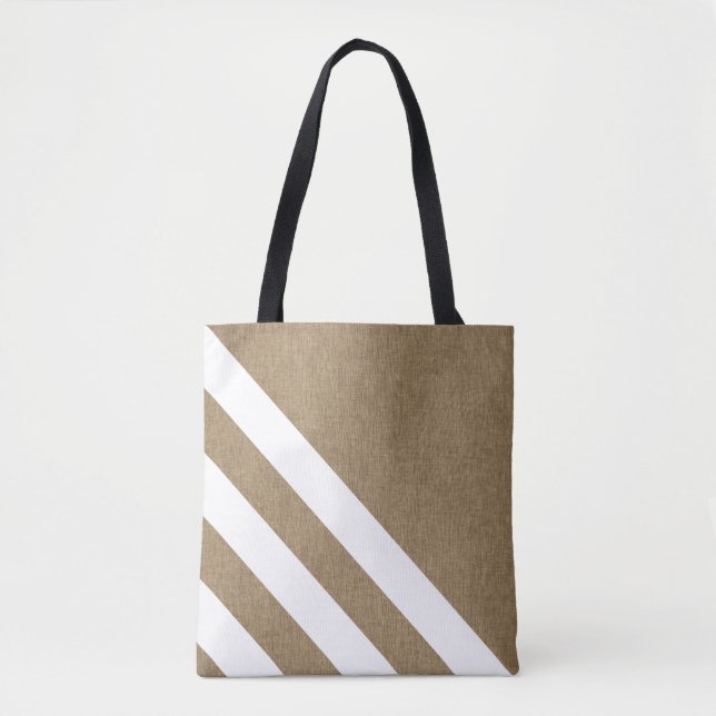 Tote Bag Rayures élégantes de blanc de toile de jute de (Devant)