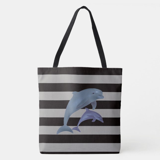Tote Bag Rayures et dauphins (Devant)