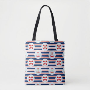 Tote Bag Rayures et motif de points nautiques