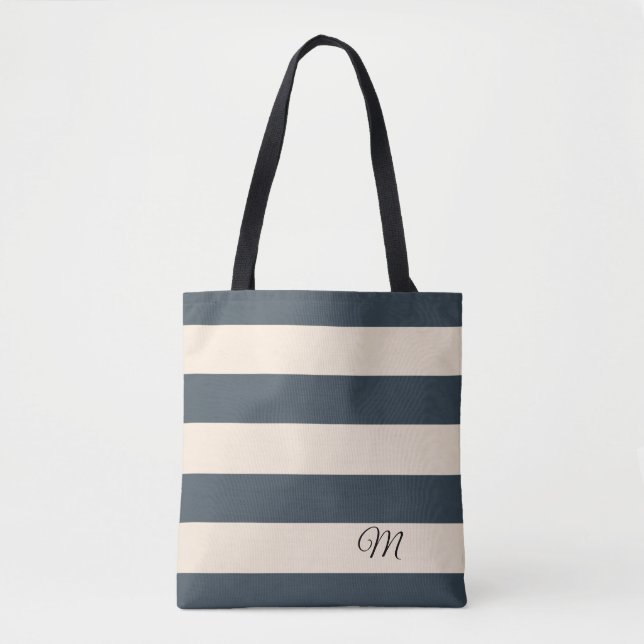 Tote Bag Rayures Gris Charbon (Devant)