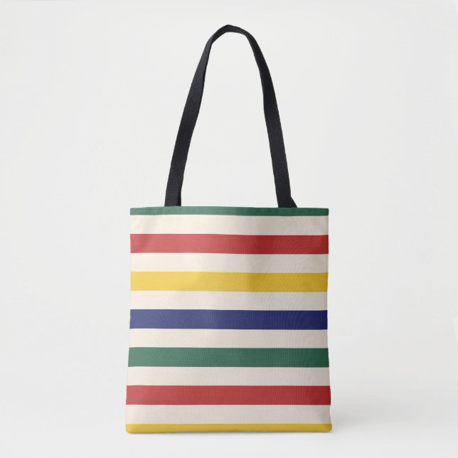 Tote Bag Rayures horizontales colorées (Devant)