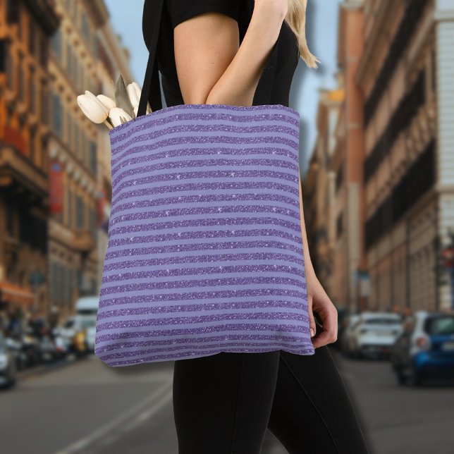Tote Bag Rayures horizontales de style pailleté améthyste p (Créateur téléchargé)