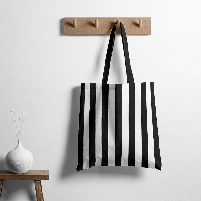 Tote Bag Rayures Intemporelles Noir & Blanc (Créateur téléchargé)