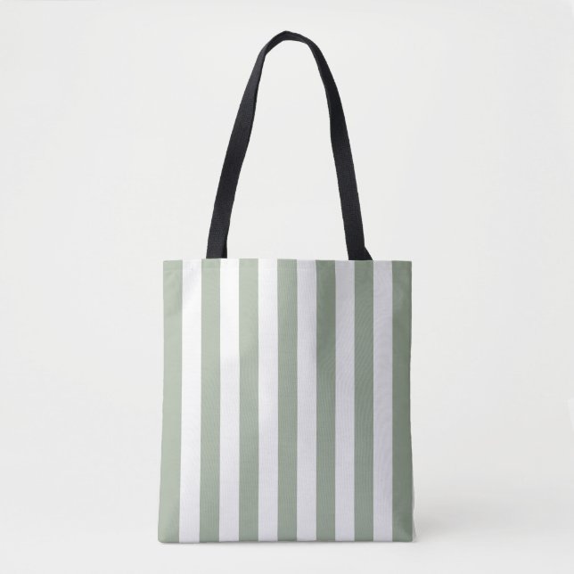Tote Bag Rayures intemporelles Sage Green (Devant)