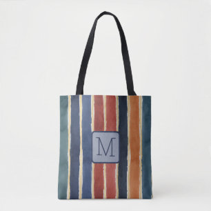 Tote Bag Rayures larges verticales bloc de couleur marine M