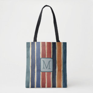 Tote Bag Rayures larges verticales bloc de couleur sarcelle
