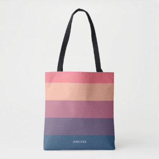 Tote Bag Rayures modernes avec monogramme